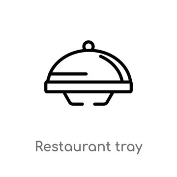 outline restaurant tray vector icon. isolated black simple line element illustration from hotel and restaurant concept. editable vector stroke restaurant tray icon on white background