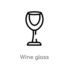 outline wine glass vector icon. isolated black simple line element illustration from hotel and restaurant concept. editable vector stroke wine glass icon on white background