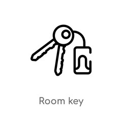 outline room key vector icon. isolated black simple line element illustration from hotel concept. editable vector stroke room key icon on white background