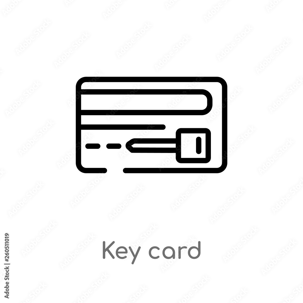 Poster outline key card vector icon. isolated black simple line element illustration from hotel concept. ed