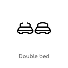 outline double bed vector icon. isolated black simple line element illustration from accommodation concept. editable vector stroke double bed icon on white background