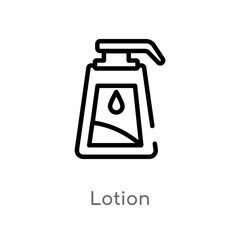 outline lotion vector icon. isolated black simple line element illustration from accommodation concept. editable vector stroke lotion icon on white background