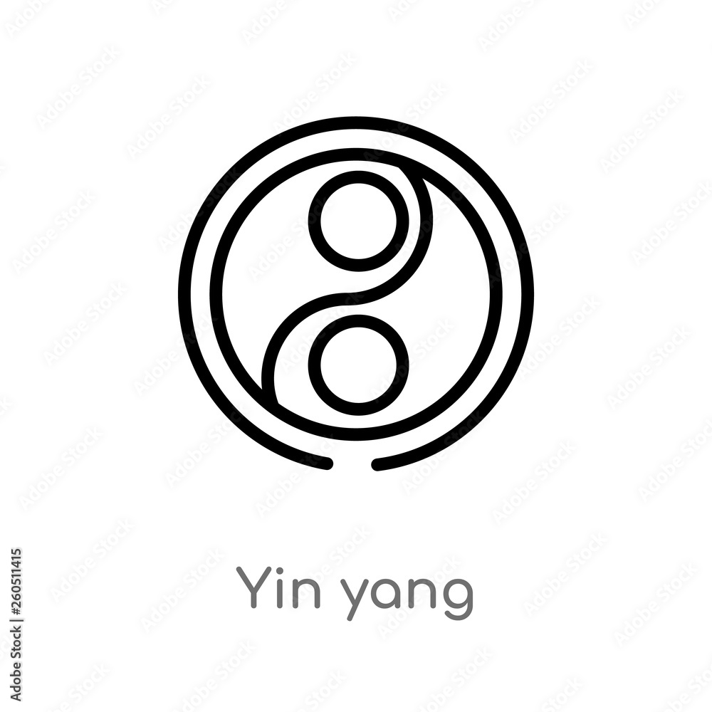 Poster outline yin yang vector icon. isolated black simple line element illustration from accommodation con