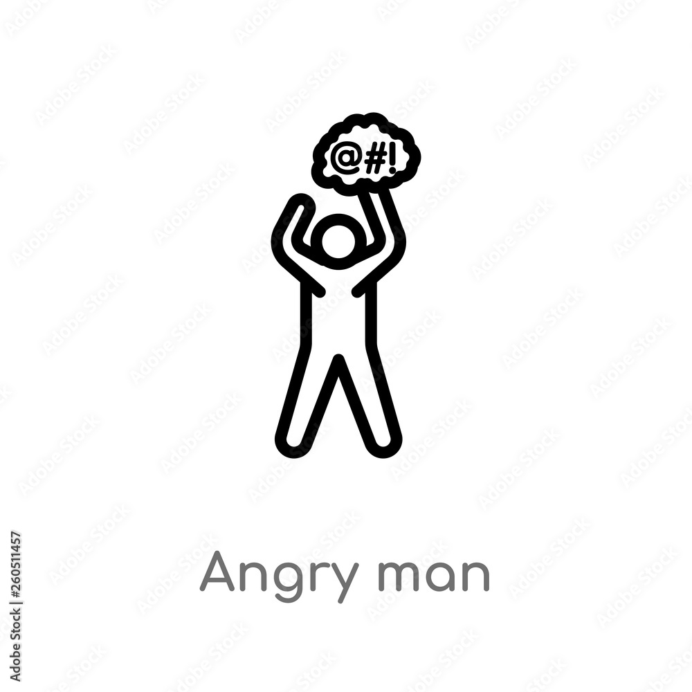 Poster outline angry man vector icon. isolated black simple line element illustration from humans concept. 