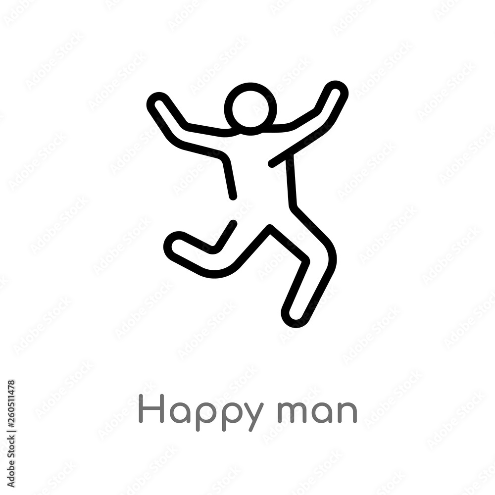 Poster outline happy man vector icon. isolated black simple line element illustration from humans concept. 