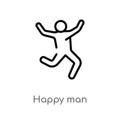 outline happy man vector icon. isolated black simple line element illustration from humans concept. editable vector stroke happy man icon on white background