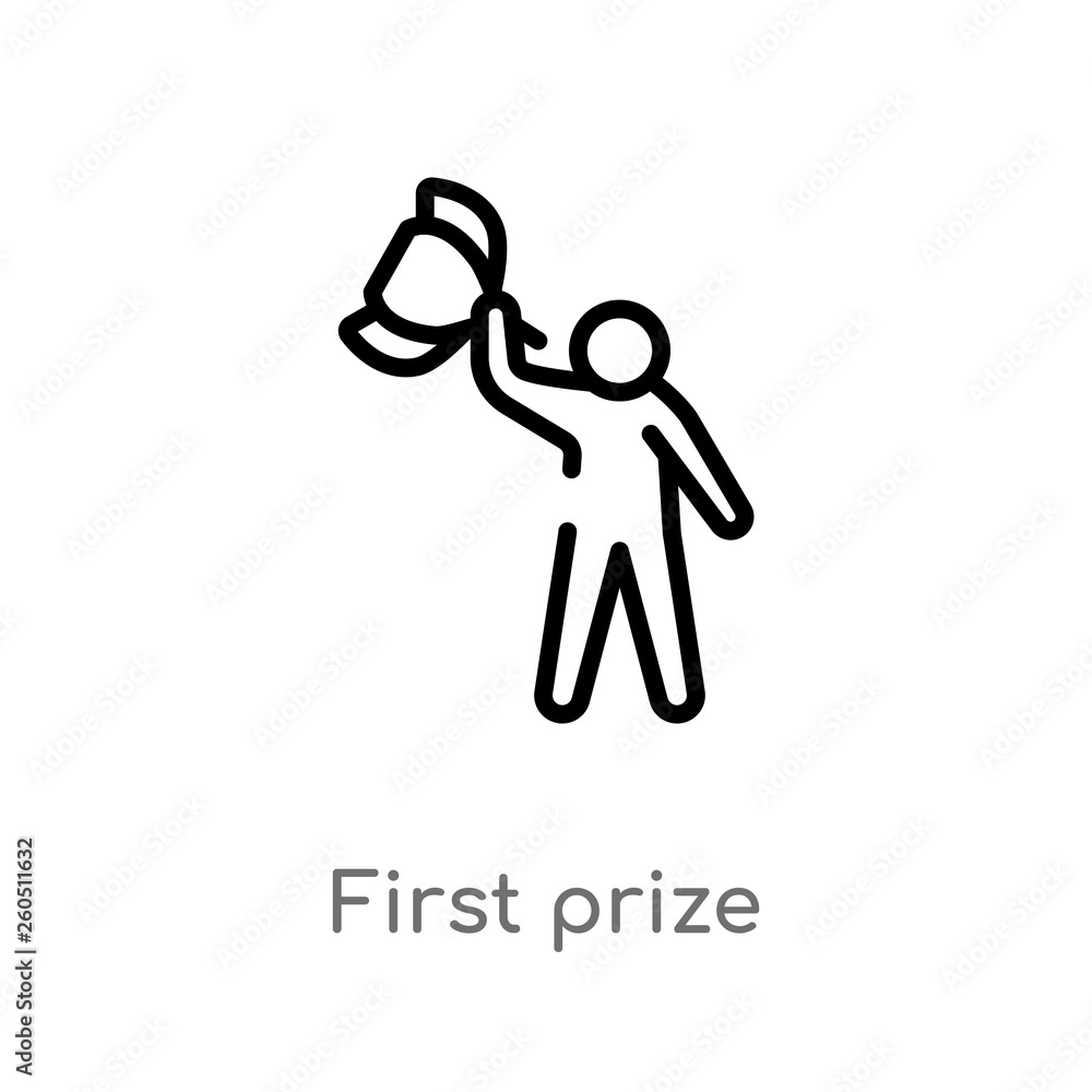 Poster outline first prize vector icon. isolated black simple line element illustration from humans concept