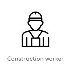 outline construction worker vector icon. isolated black simple line element illustration from humans concept. editable vector stroke construction worker icon on white background