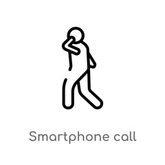 outline smartphone call vector icon. isolated black simple line element illustration from humans concept. editable vector stroke smartphone call icon on white background