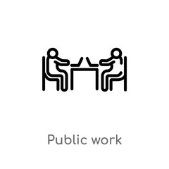 outline public work vector icon. isolated black simple line element illustration from humans concept. editable vector stroke public work icon on white background