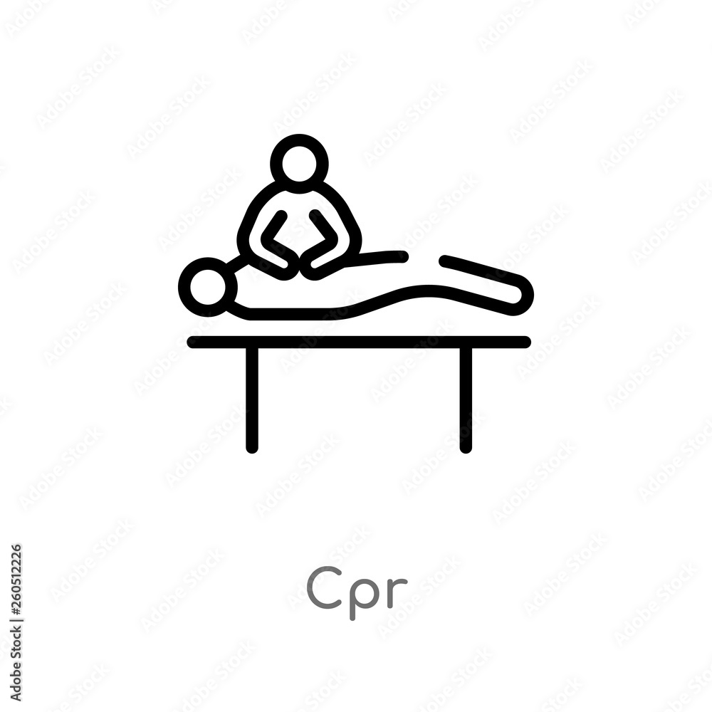 Poster outline cpr vector icon. isolated black simple line element illustration from humans concept. editab
