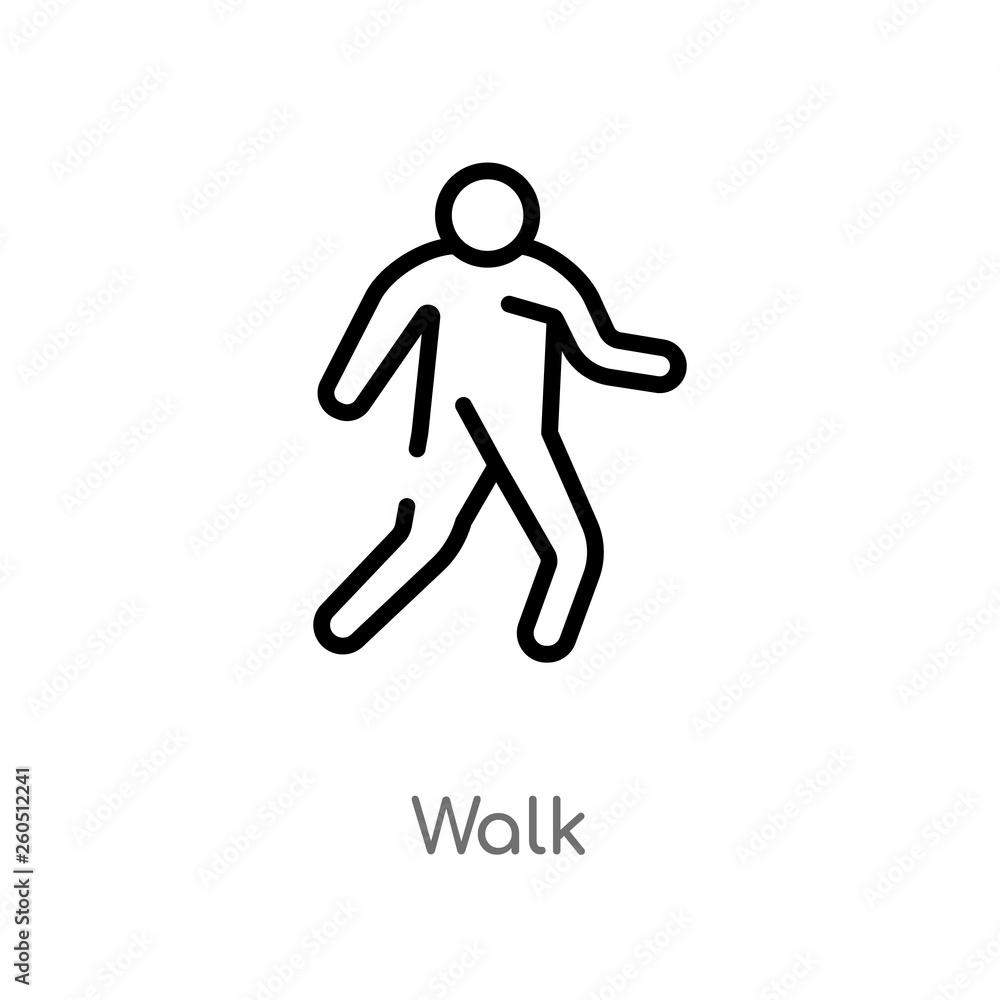 Poster outline walk vector icon. isolated black simple line element illustration from humans concept. edita