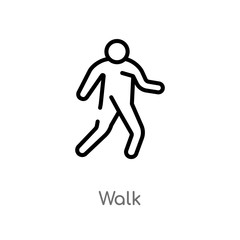 Fototapeta na wymiar outline walk vector icon. isolated black simple line element illustration from humans concept. editable vector stroke walk icon on white background