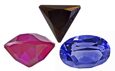 Fototapeta premium three color gems isolated on white