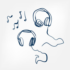 headphones sketch vector illustration isolated design element