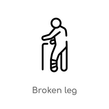 outline broken leg vector icon. isolated black simple line element illustration from humans concept. editable vector stroke broken leg icon on white background