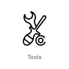 outline tools vector icon. isolated black simple line element illustration from industry concept. editable vector stroke tools icon on white background