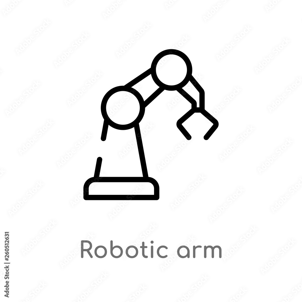 Aufkleber outline robotic arm vector icon. isolated black simple line element illustration from industry conce