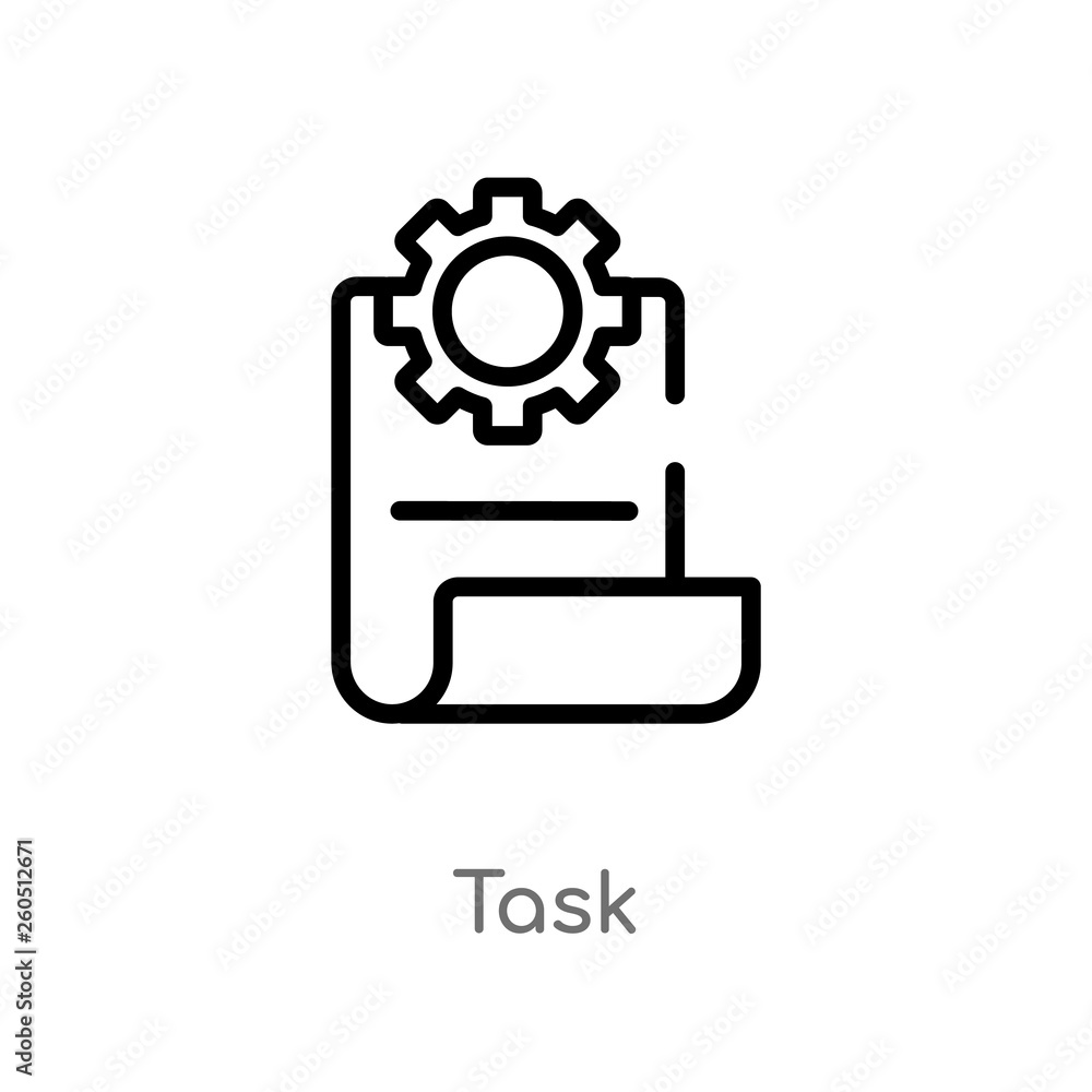 Poster outline task vector icon. isolated black simple line element illustration from industry concept. edi