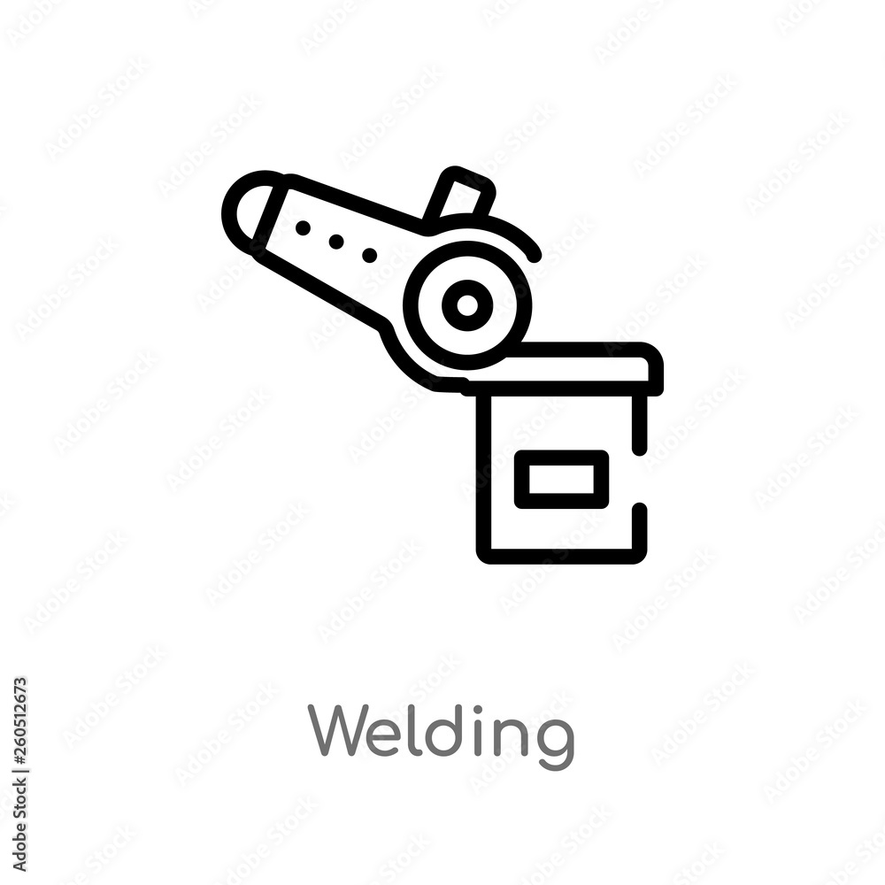 Poster outline welding vector icon. isolated black simple line element illustration from industry concept. 