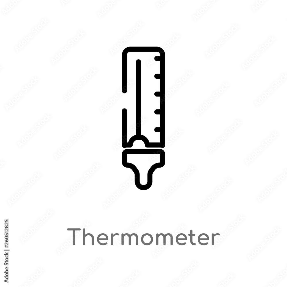 Poster outline thermometer vector icon. isolated black simple line element illustration from industry conce