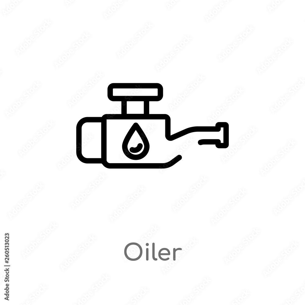 Poster outline oiler vector icon. isolated black simple line element illustration from industry concept. ed