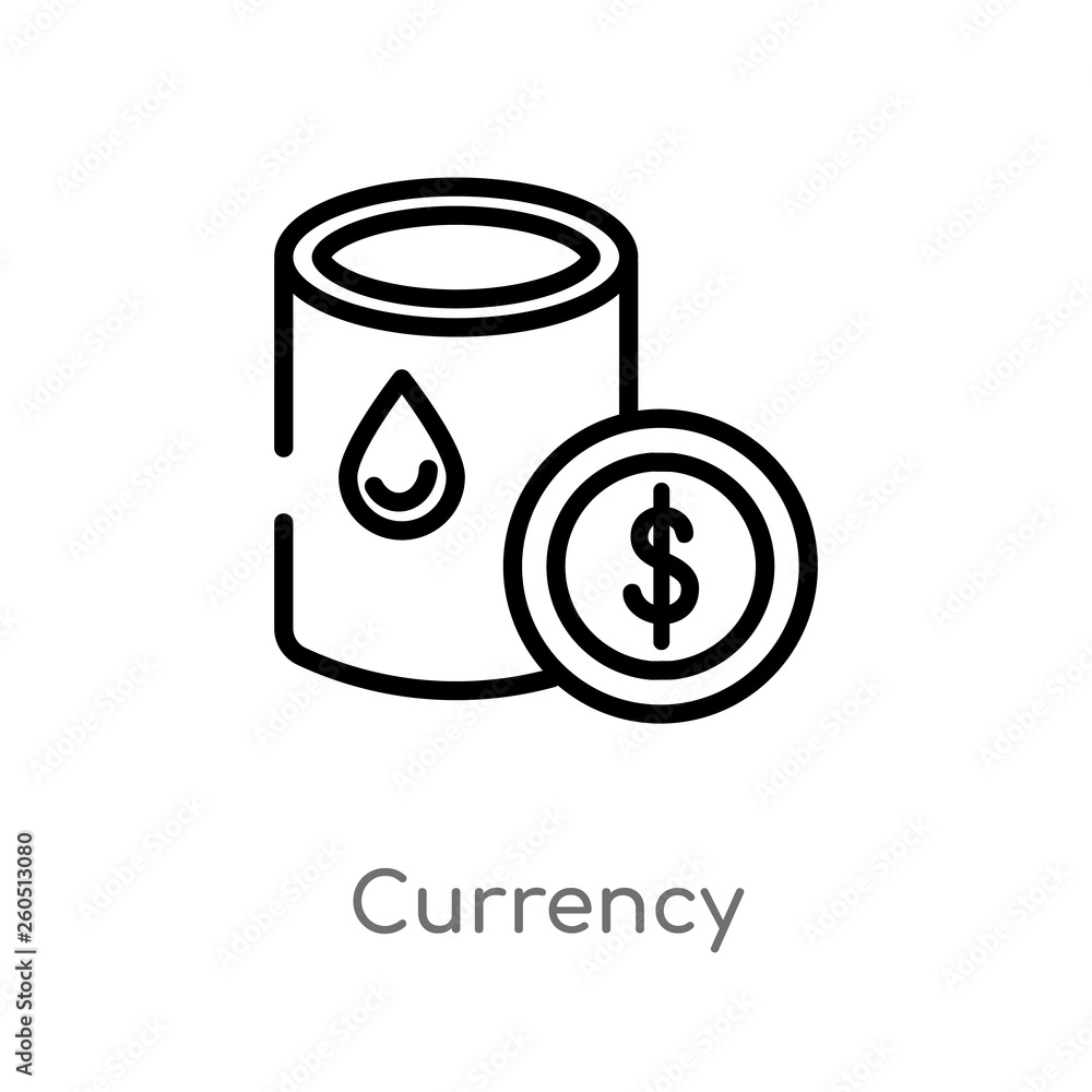 Poster outline currency vector icon. isolated black simple line element illustration from industry concept.