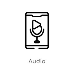 outline audio vector icon. isolated black simple line element illustration from mobile app concept. editable vector stroke audio icon on white background