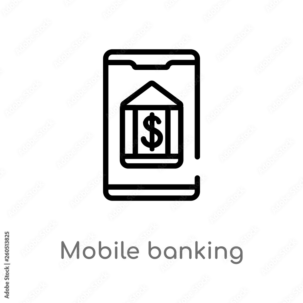 Poster outline mobile banking vector icon. isolated black simple line element illustration from mobile app 