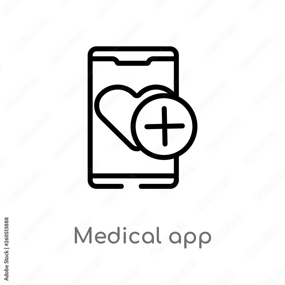 Poster outline medical app vector icon. isolated black simple line element illustration from mobile app con