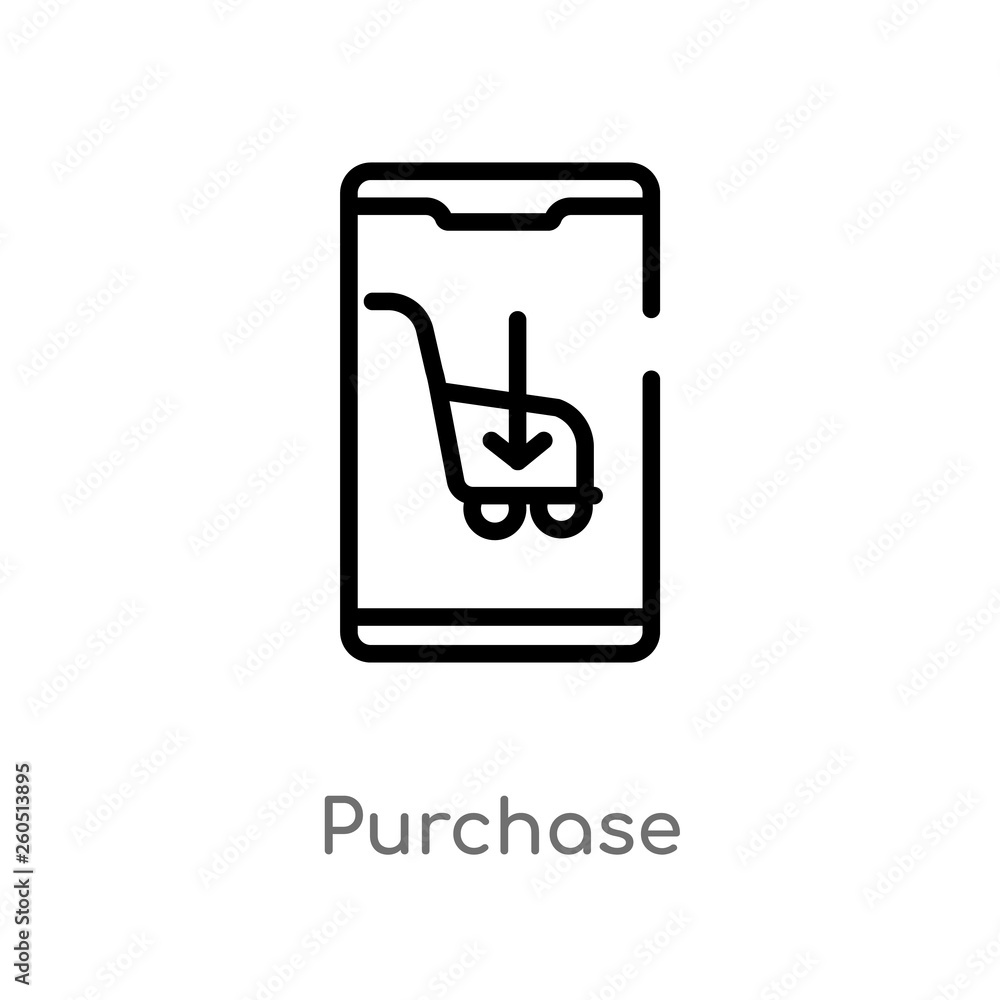 Poster outline purchase vector icon. isolated black simple line element illustration from mobile app concep