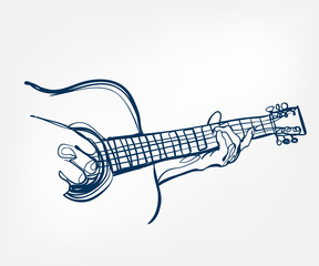 hands guitar sketch line vector design music instrument - 260513822