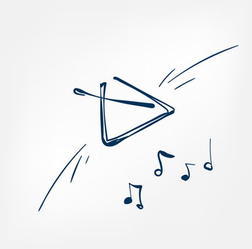 Musical Triangle Sketch Line Vector Design Music Instrument