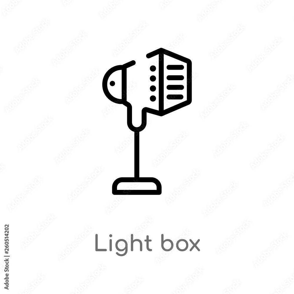 Poster outline light box vector icon. isolated black simple line element illustration from photography conc
