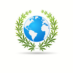 Cannabis leafDelivery cannabis. Illustration of a delivery truck icon wi