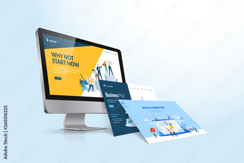 Aufkleber web design template. vector illustration concept of website design and development, app development,