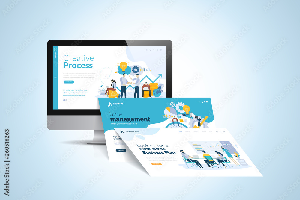 Poster web design template. vector illustration concept of website design and development, app development,