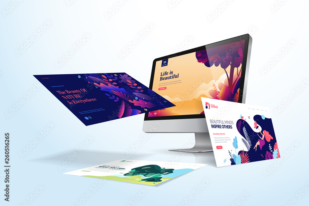 Aufkleber web design template. vector illustration concept of website design and development, app development,