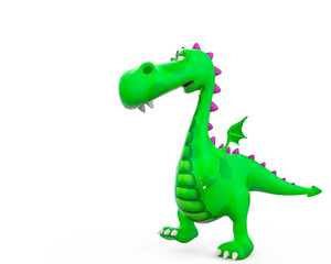 Obraz premium dino baby the green dragon cartoon