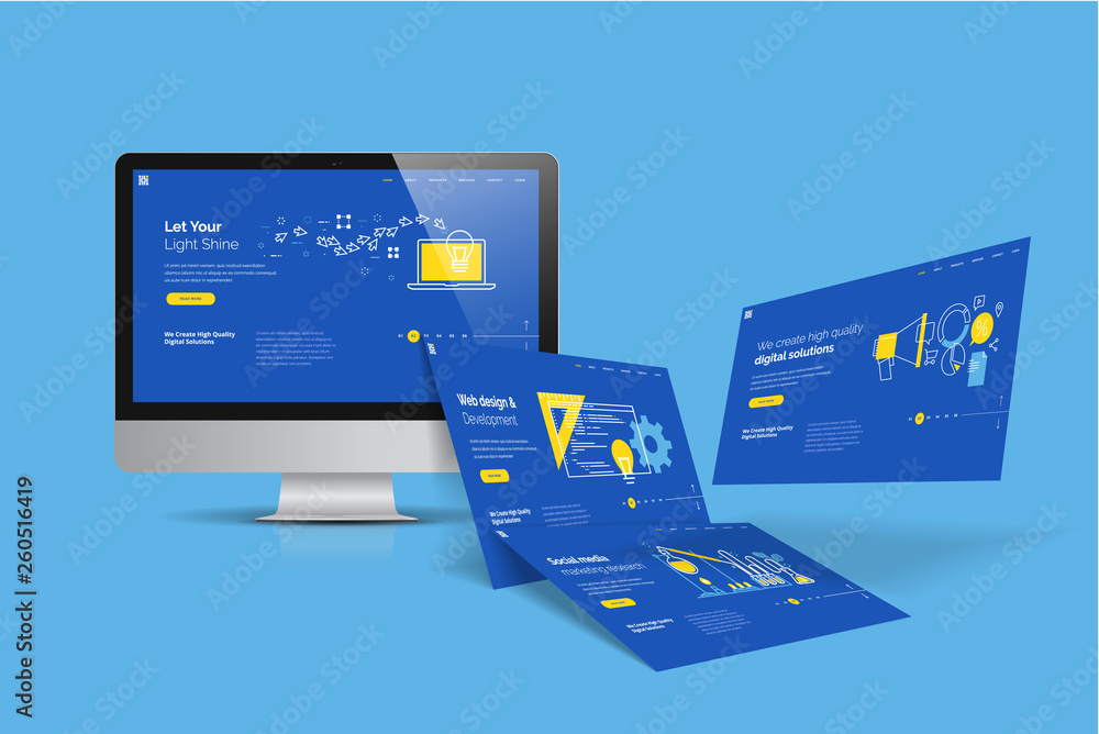 Poster web design template. vector illustration concept of website design and development, app development,