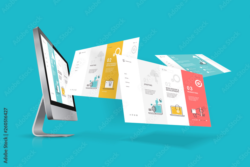 Aufkleber web design template. vector illustration concept of website design and development, app development,