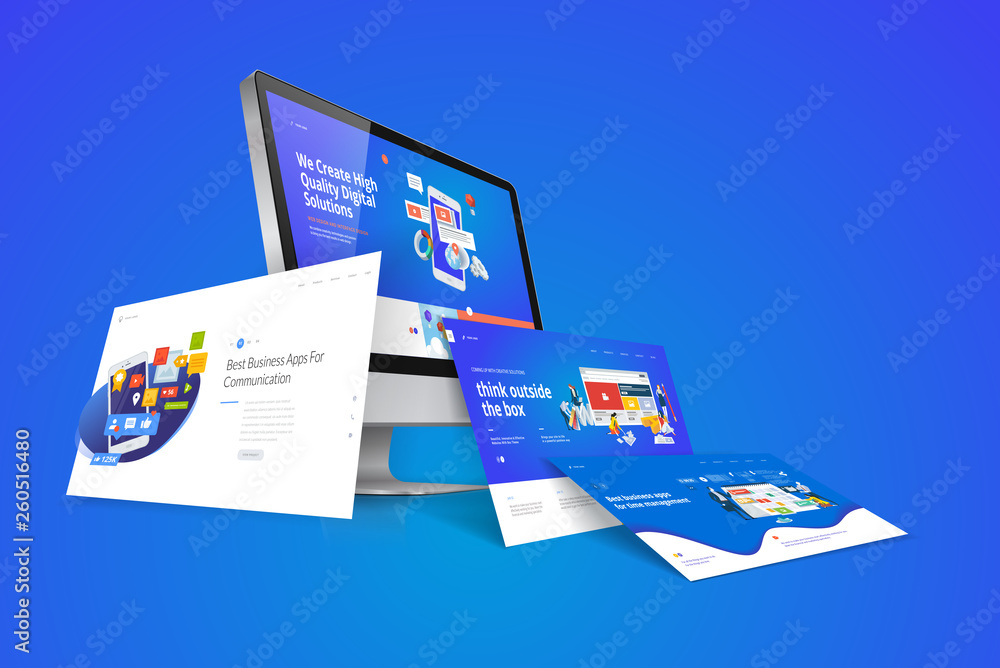 Aufkleber web design template. vector illustration concept of website design and development, app development,