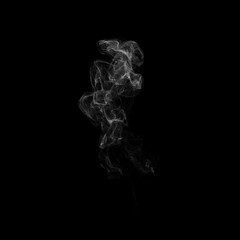 Black smoke. Isolated on white background. 3D rendering.