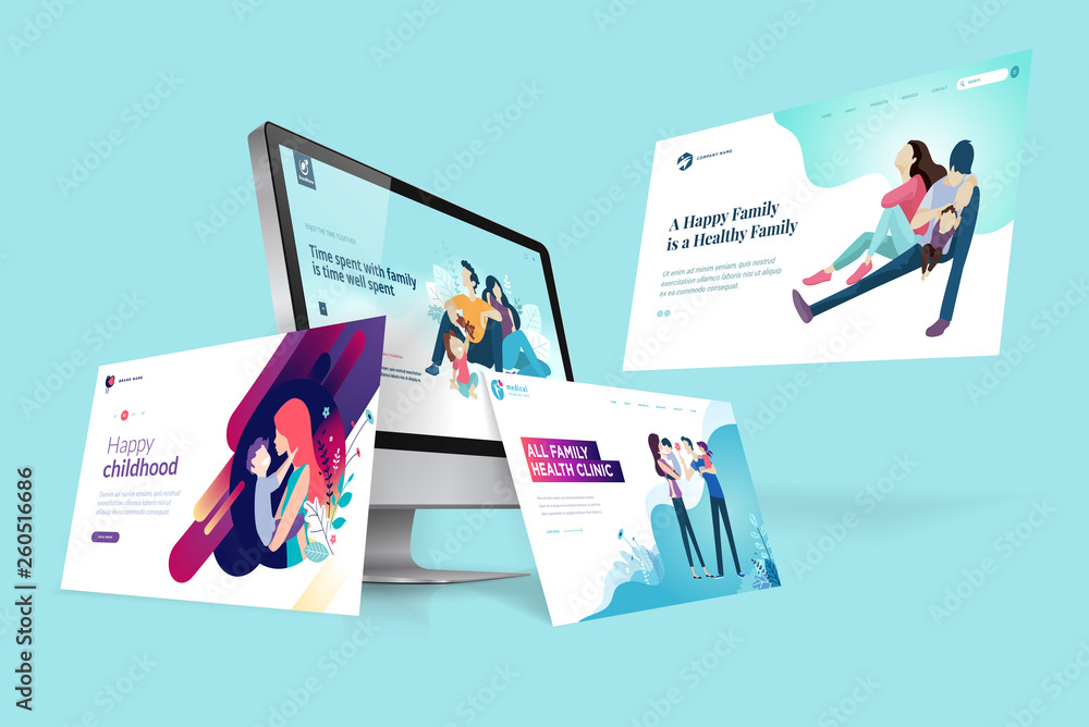 Poster web design template. vector illustration concept of website design and development, app development,