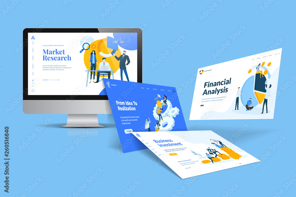 Poster web design template. vector illustration concept of website design and development, app development,