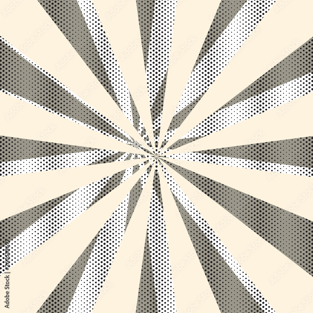 Poster background with retro rays and red dots