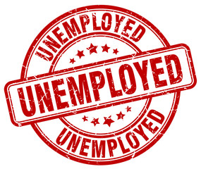 unemployed red grunge round vintage rubber stamp