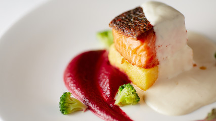 Restaurant dish with fish