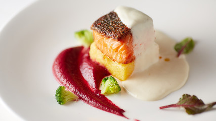 Restaurant dish with fish