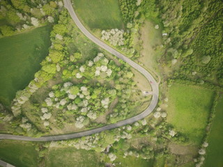 Road from above with drone